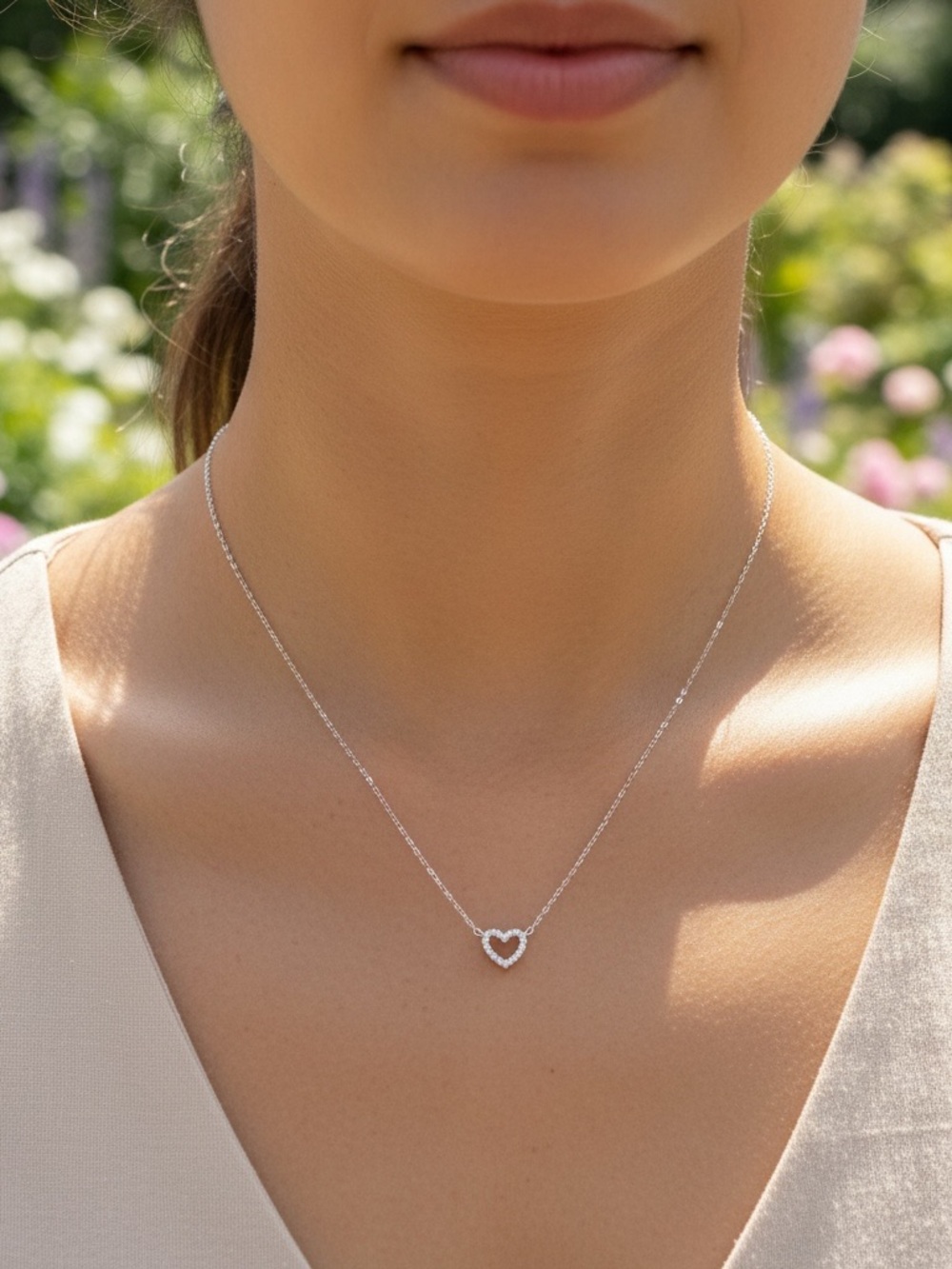 Delicate Silver Heart Necklace - Women Jewelry